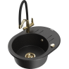 Mexen Kevin 1-compartment granite sink with a kitchen mixer tap Duo, Black/ silver metallic - 6517-73-671701-57-G
