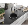 Mexen Kevin 1-bowl granite sink with Duo kitchen tap, black/silver metallic - 6517-73-671701-57-B