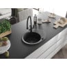 Mexen Kevin 1-bowl granite sink with Duo kitchen tap, black/silver metallic - 6517-73-671701-70-B