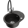 Mexen Kevin 1-bowl granite sink with Duo kitchen tap, black/gold metallic - 6517-75-671701-07