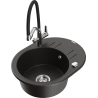 Mexen Kevin 1-compartment granite sink with a kitchen mixer tap Duo, Black/ gold metallic - 6517-75-671701-07