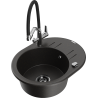 Mexen Kevin 1-bowl granite sink with kitchen faucet Duo, black/gold metallic - 6517-75-671701-07-B