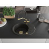 Mexen Kevin granite kitchen sink 1-bowl with Duo kitchen faucet, black/gold metallic - 6517-75-671701-57-G