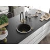 Mexen Kevin granite kitchen sink 1-bowl with Duo kitchen faucet, black/gold metallic - 6517-75-671701-57-G