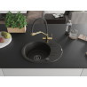 Mexen Kevin Granite Kitchen Sink 1-Bowl with Duo Faucet, Black/Gold Metallic - 6517-75-671701-57-B