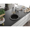 Mexen Kevin 1-bowl granite sink with Duo kitchen faucet, black/gold metallic - 6517-75-671701-57-B