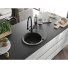Mexen Kevin 1-bowl granite sink with Duo kitchen faucet, black/gold metallic - 6517-75-671701-70-B