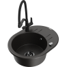 Mexen Kevin 1-bowl granite sink with Duo kitchen faucet, black/gold metallic - 6517-75-671701-70-B