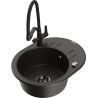 Mexen Kevin 1-compartment granite sink with a kitchen mixer tap Duo, Black/ gold metallic - 6517-75-671701-70-B