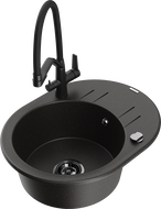 Mexen Kevin 1-bowl granite sink with Duo kitchen faucet, black/gold metallic - 6517-75-671701-70-B