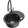 Mexen Kevin 1-Bowl Granite Sink with Duo Kitchen Faucet, Black Speckled - 6517-76-671701-07