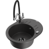 Mexen Kevin granite sink 1-bowl with Duo kitchen tap, black speckled - 6517-76-671701-07-B