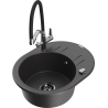 Mexen Kevin single-bowl granite sink with Duo kitchen faucet, black speckled - 6517-76-671701-07-B