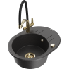 Mexen Kevin 1-bowl granite kitchen sink with Duo faucet, black speckled - 6517-76-671701-57-G