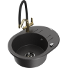Mexen Kevin 1-chamber granite sink with Duo kitchen faucet, black speckled - 6517-76-671701-57-B