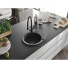 Mexen Kevin 1-bowl granite kitchen sink with Duo faucet, speckled black - 6517-76-671701-70-B