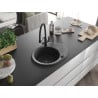 Mexen Kevin 1-bowl Granite Sink with Duo Kitchen Faucet, Speckled Black - 6517-76-671701-70-B