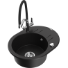 Mexen Kevin 1-compartment granite sink with a kitchen mixer tap Duo, Black - 6517-77-671701-07