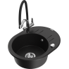 Mexen Kevin granite kitchen sink 1-bowl with duo kitchen faucet, black - 6517-77-671701-07
