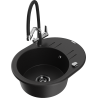 Mexen Kevin 1-bowl granite sink with Duo kitchen faucet, black - 6517-77-671701-07-B