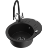 Mexen Kevin granite kitchen sink 1-bowl with Duo kitchen tap, black - 6517-77-671701-07-B