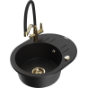 Mexen Kevin 1-bowl granite sink with Duo kitchen faucet, black - 6517-77-671701-57-G