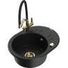 Mexen Kevin 1-compartment granite sink with a kitchen mixer tap Duo, Black - 6517-77-671701-57-G
