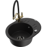 Mexen Kevin 1-bowl granite sink with Duo kitchen tap, black - 6517-77-671701-57-B
