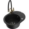 Mexen Kevin Granite kitchen sink 1-bowl with Duo kitchen faucet, black - 6517-77-671701-57-B