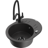 Mexen Kevin 1-bowl granite kitchen sink with Duo faucet, speckled black - 6517-76-671701-70-B