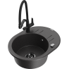 Mexen Kevin 1-bowl Granite Sink with Duo Kitchen Faucet, Speckled Black - 6517-76-671701-70-B
