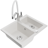 Mexen Carlos 1.5-compartment granite sink with a kitchen mixer tap Duo, white - 6518-20-671701-02