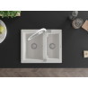 Mexen Carlos Duo Granite Sink 1.5-Bowl with Kitchen Faucet, White - 6518-20-671701-02