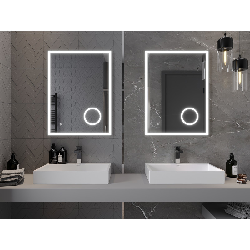 Mexen Kala illuminated bathroom mirror with cosmetic mirror 60 x 80 cm, LED 6000K, anti-fog - 9820-060-080-611-00