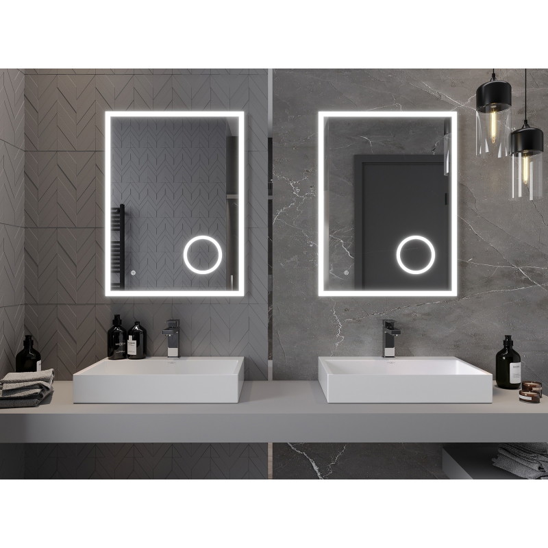 Mexen Kala illuminated bathroom mirror with cosmetic mirror 60 x 80 cm, LED 6000K, antifog - 9820-060-080-611-00