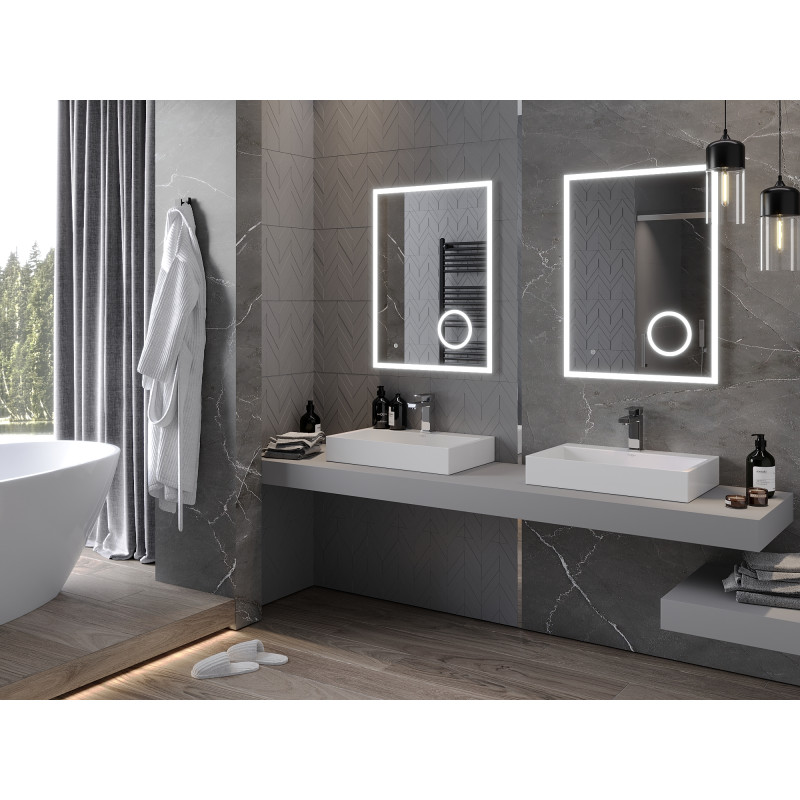 Mexen Kala illuminated bathroom mirror with cosmetic mirror 60 x 80 cm, LED 6000K, anti-fog - 9820-060-080-611-00