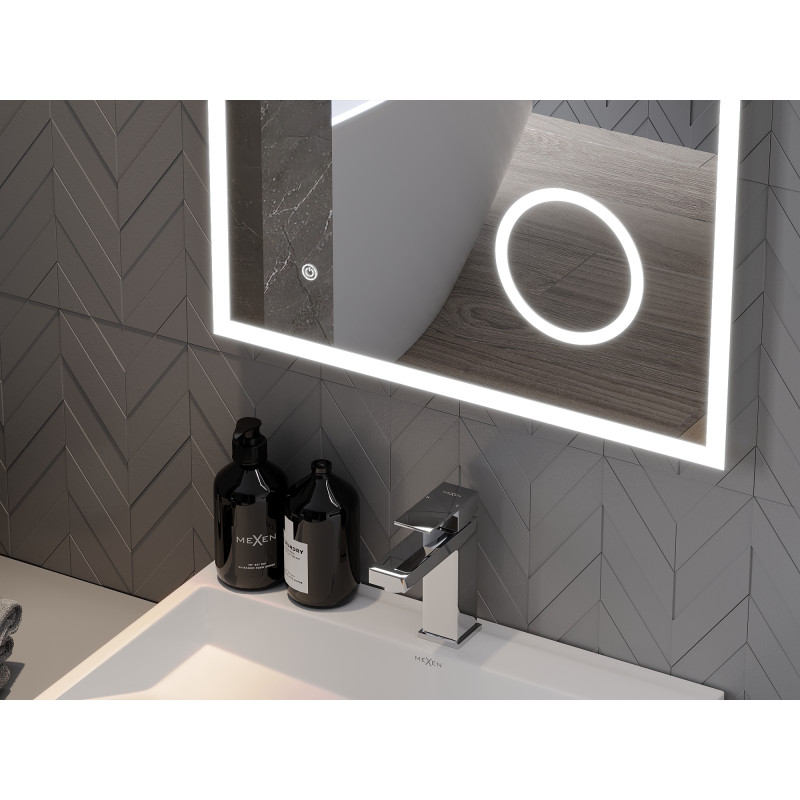 Mexen Kala illuminated bathroom mirror with cosmetic mirror 60 x 80 cm, LED 6000K, anti-fog - 9820-060-080-611-00