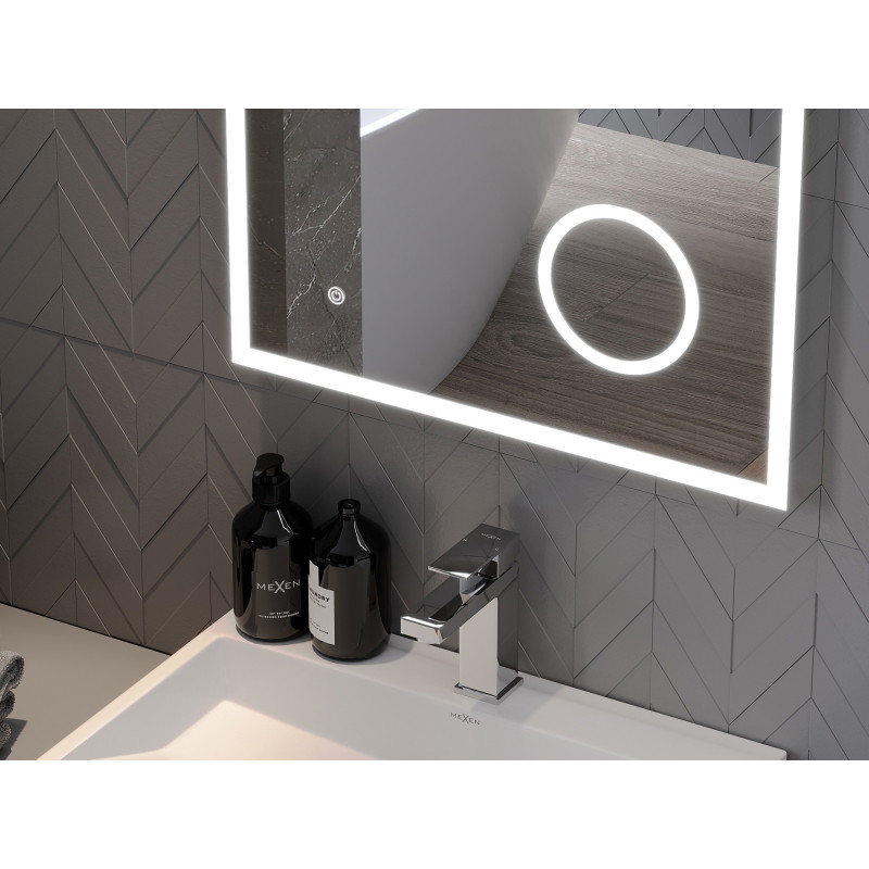 Mexen Kala illuminated bathroom mirror with cosmetic mirror 60 x 80 cm, LED 6000K, antifog - 9820-060-080-611-00