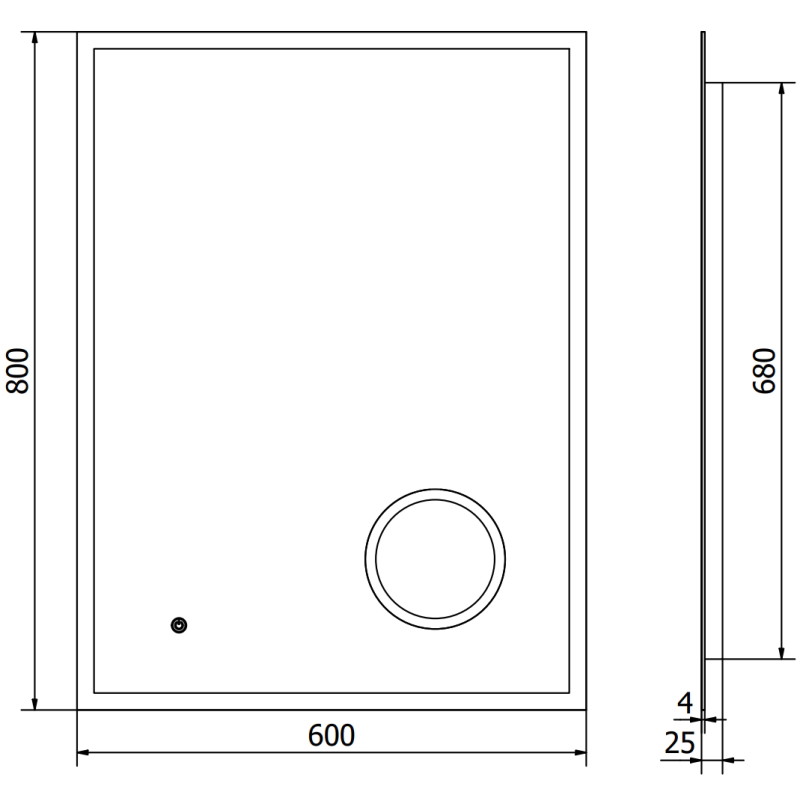 Mexen Kala illuminated bathroom mirror with cosmetic mirror 60 x 80 cm, LED 6000K, antifog - 9820-060-080-611-00