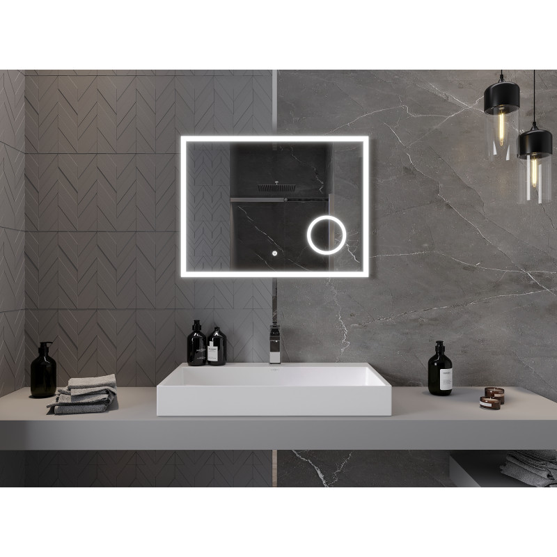 Mexen Kala illuminated bathroom mirror with cosmetic mirror 80 x 60 cm, LED 6000K, anti-fog - 9820-080-060-611-00