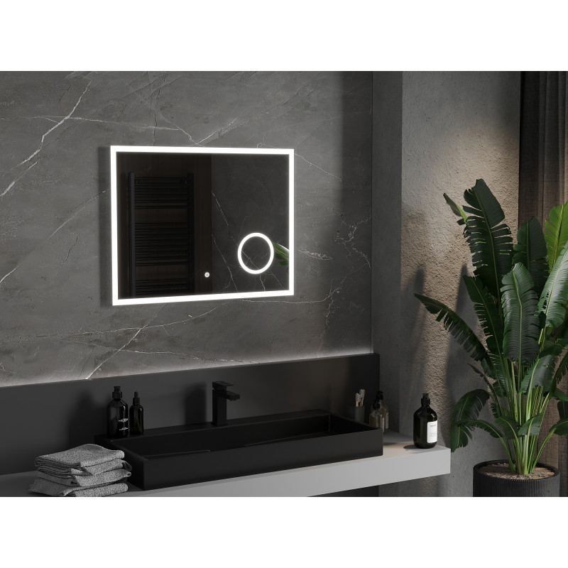 Mexen Kala illuminated bathroom mirror with cosmetic mirror 80 x 60 cm, LED 6000K, anti-fog - 9820-080-060-611-00