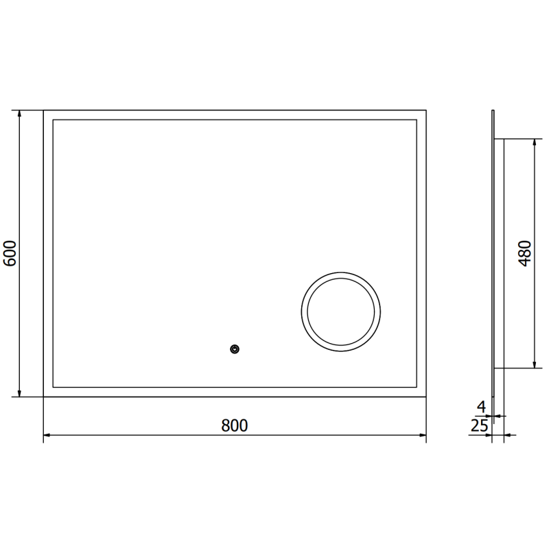 Mexen Kala illuminated bathroom mirror with cosmetic mirror 80 x 60 cm, LED 6000K, anti-fog - 9820-080-060-611-00