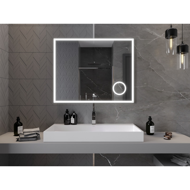 Mexen Kala illuminated bathroom mirror with cosmetic mirror 100 x 80 cm, LED 6000K, anti-steam - 9820-100-080-611-00