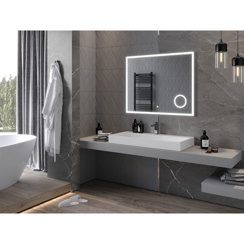 Mexen Kala illuminated bathroom mirror with cosmetic mirror 100 x 80 cm, LED 6000K, anti-steam - 9820-100-080-611-00