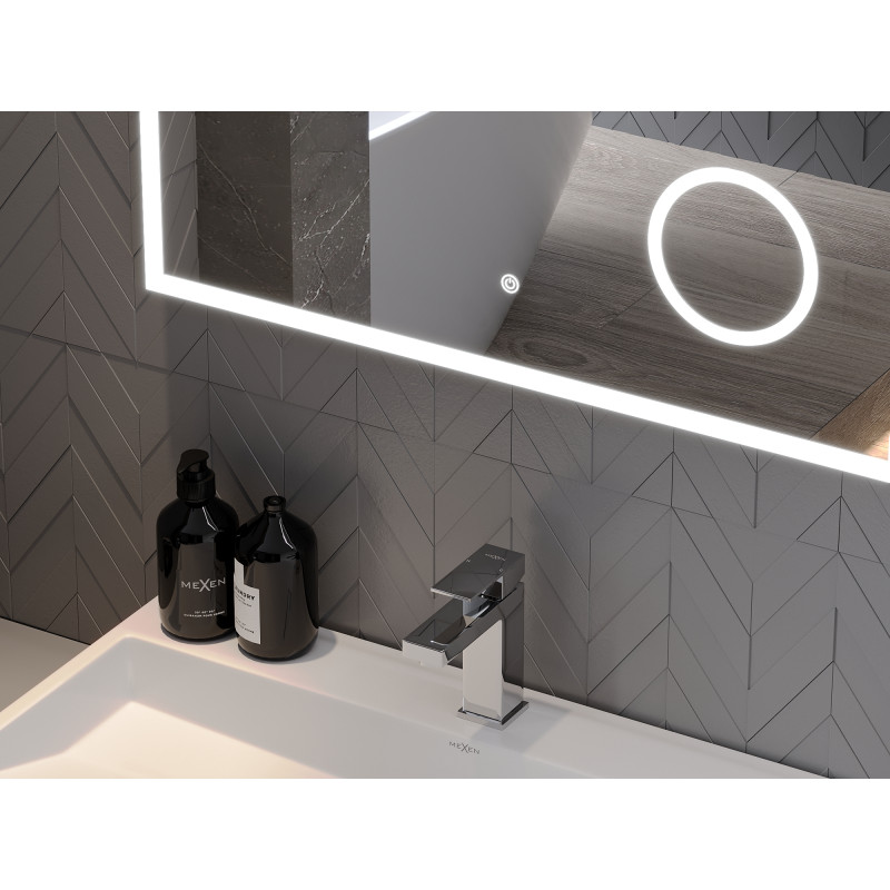 Mexen Kala illuminated bathroom mirror with cosmetic mirror 100 x 80 cm, LED 6000K, anti-steam - 9820-100-080-611-00