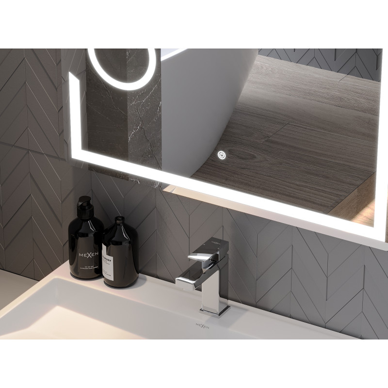 Mexen Onyx illuminated bathroom mirror with cosmetic mirror 80 x 60 cm, LED 6000K, anti-fog - 9813-080-060-611-00