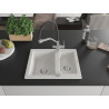 Mexen Carlos 1.5-bowl granite sink with Duo kitchen faucet, white - 6518-20-671701-07