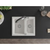 Mexen Carlos 1.5-bowl granite sink with Duo kitchen faucet, white - 6518-20-671701-07