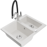 Mexen Carlos 1.5-compartment granite sink with a kitchen mixer tap Duo, white - 6518-20-671701-07