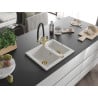 Mexen Carlos granite sink 1.5-bowl with Duo kitchen tap, white - 6518-20-671701-57-G